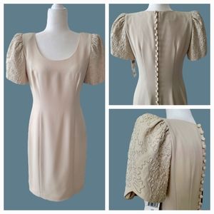 NWT Women's Stunning Donna Morgan Sand/Cream Sequin Beaded Sleeve Dress …